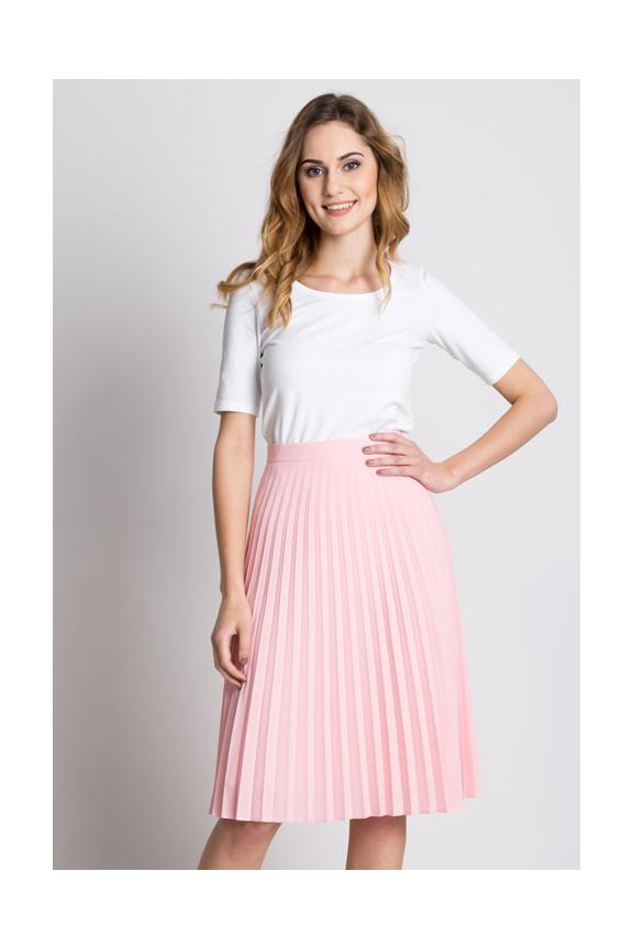 Plisowana różowa spódnica z podszewką