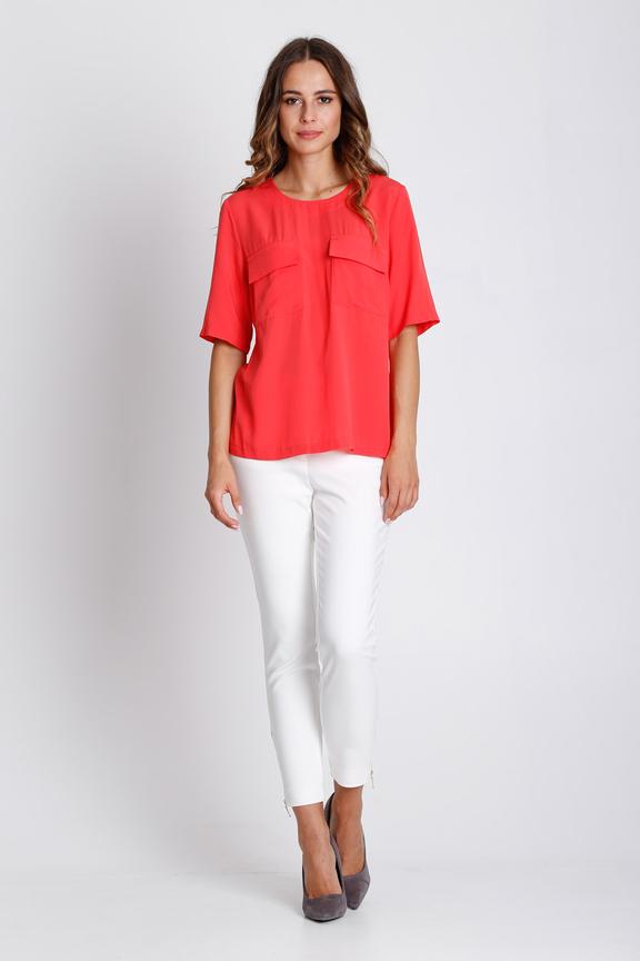 Koralowa bluzka z krótkim rękawem