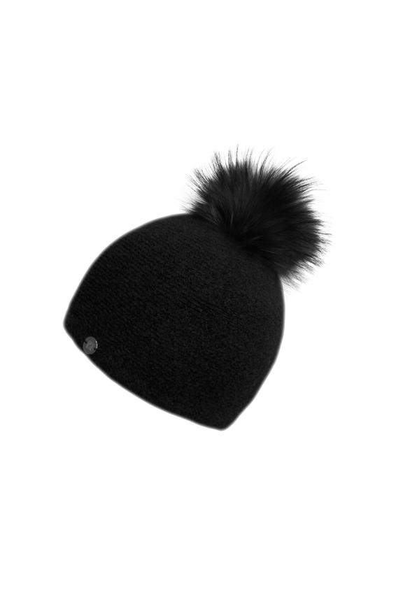 Black women's cap with pom-pom