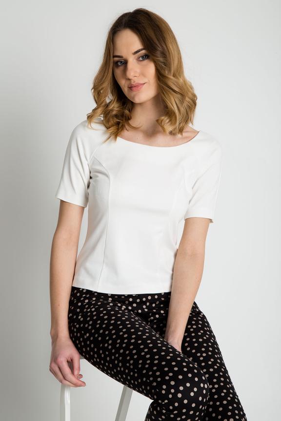 Elegancka bluzka ecru z krótkim rękawem