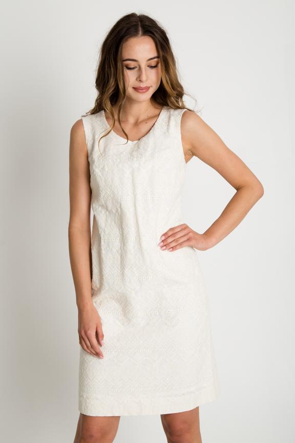 Haftowana sukienka z domieszką lnu