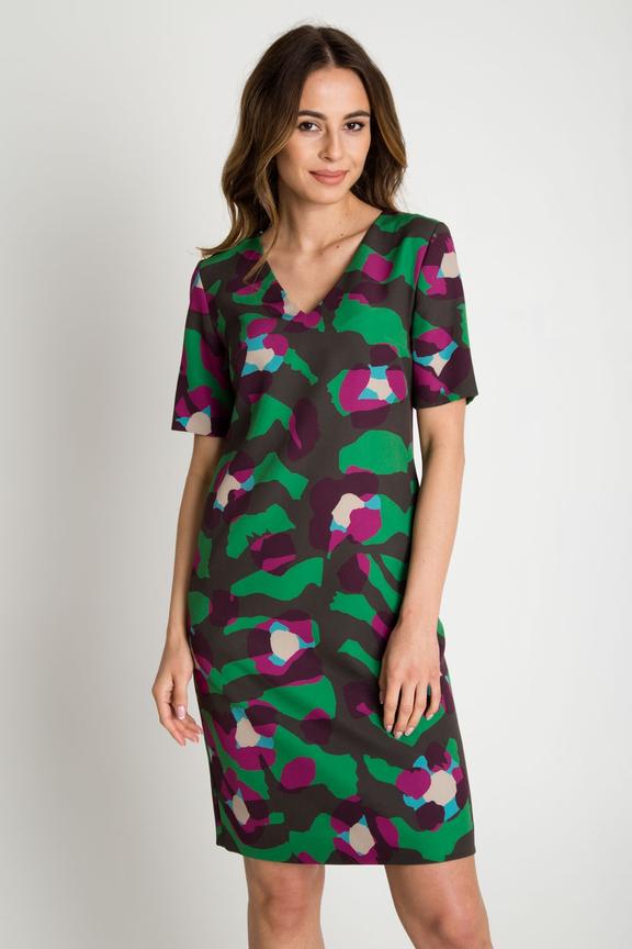 Trapezowa sukienka z krótkim rękawem