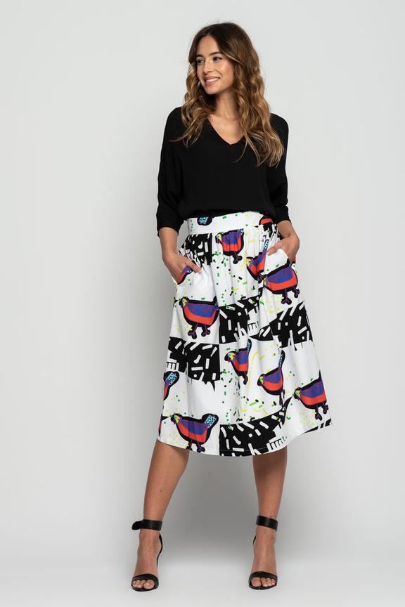 Bawełniana marszczona spódnica za kolano