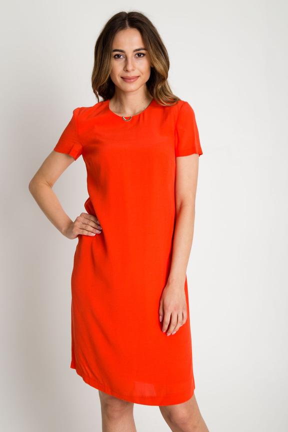 Pomarańczowa sukienka z krótkim rękawem