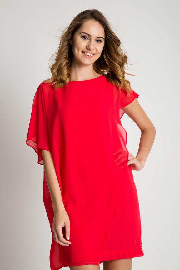 Szyfonowa luźna sukienka w kolorze malinowym