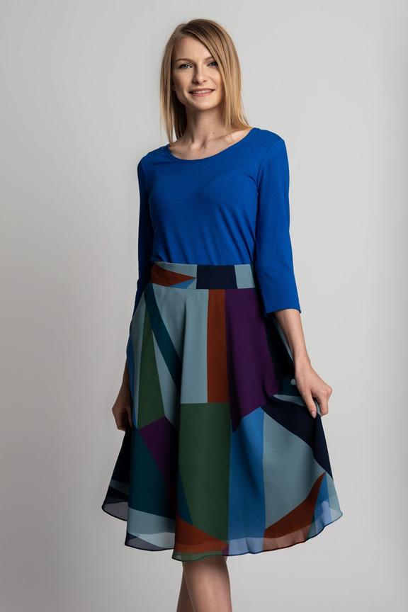 Rozkloszowana kolorowa spódnica z podszewką