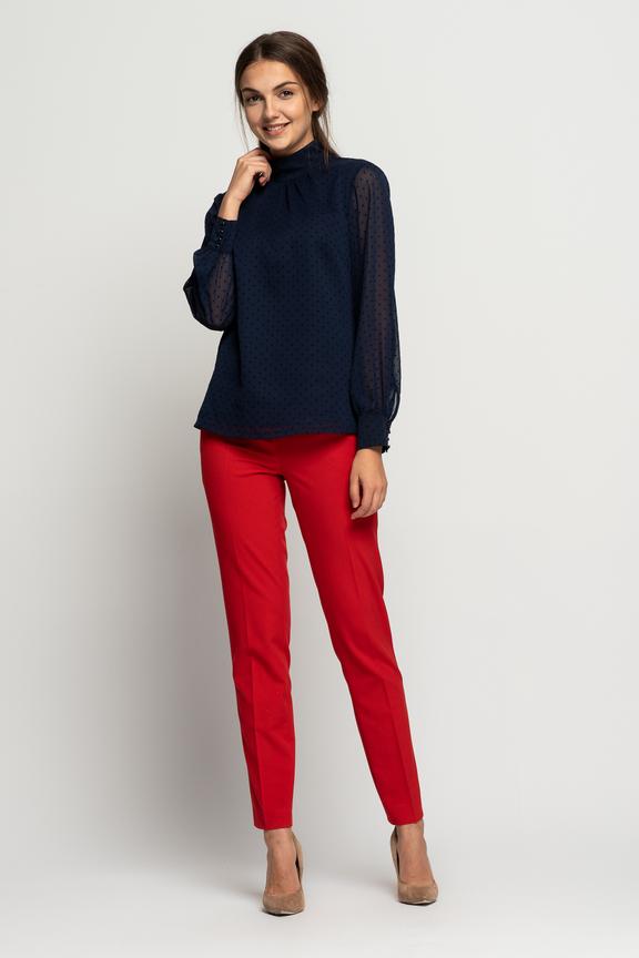 Granatowa bluzka z mankietami przy nadgarstku