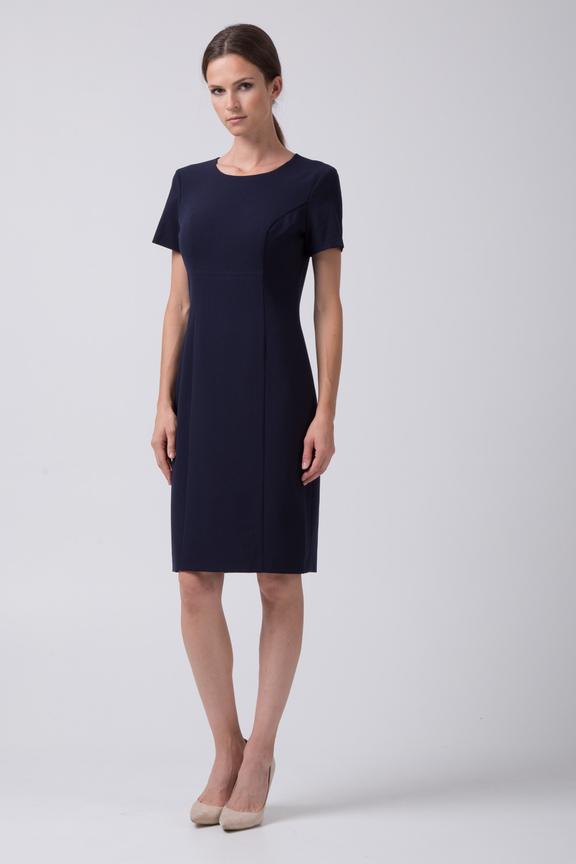 Klasyczna granatowa sukienka z krótkim rękawem