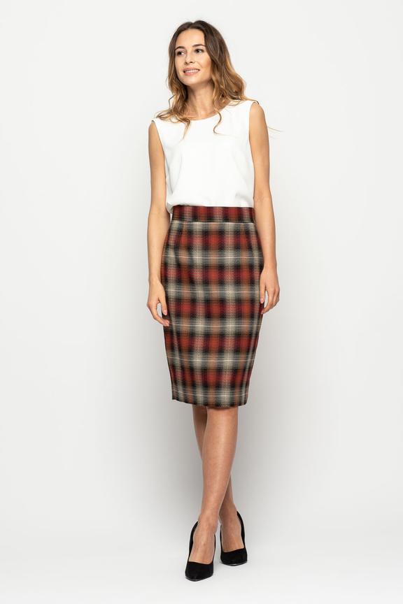 Checkered pencil skirt