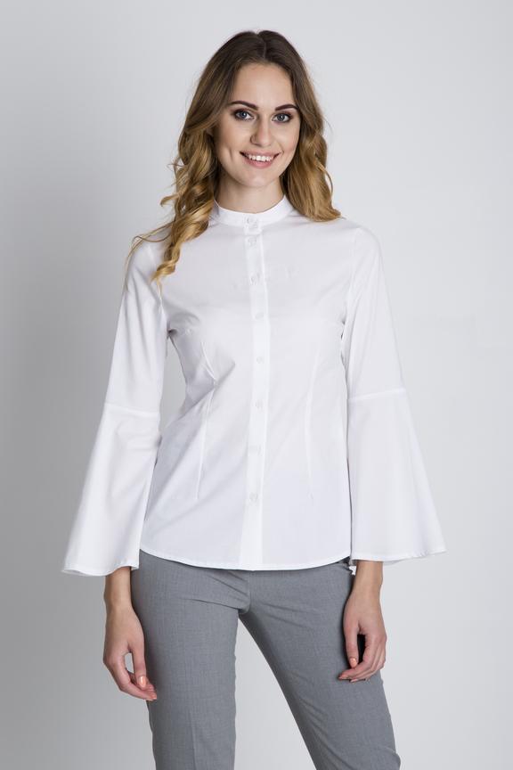 Biała oryginalna koszula z luźnymi rękawami