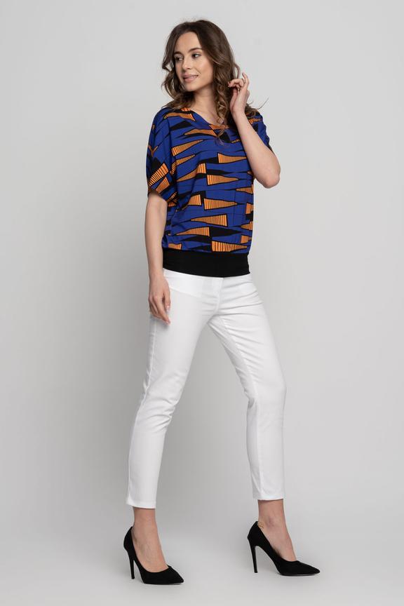 Dzianinowa bluzka typu nietoperz wykończona ściągaczami