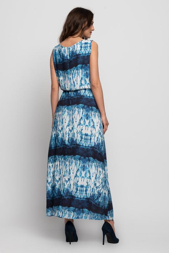 Długa sukienka na ramiączkach z troczkiem w talii