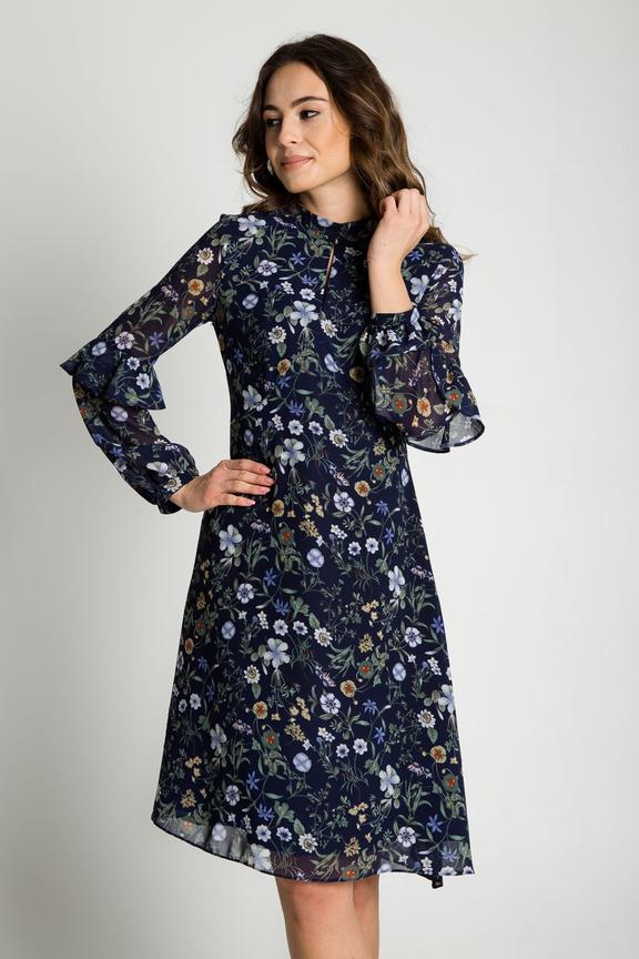 Lekko rozszerzana sukienka z szyfonu w kwiaty