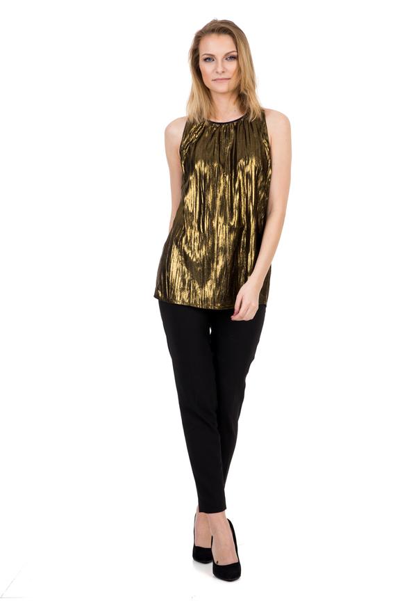 Złota luźna bluzka bez rękawów