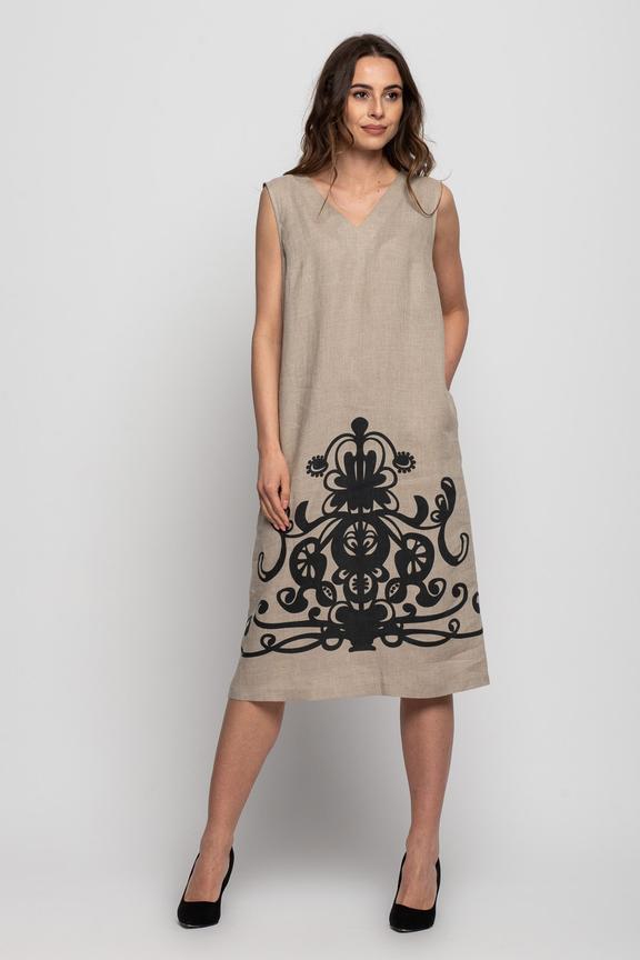 Lniana prosta sukienka bez rękawów