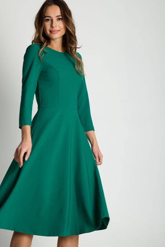 Rozkloszowana sukienka midi odcinana w talii