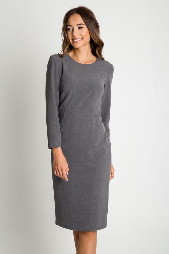 Elegancka szara sukienka z długim rękawem