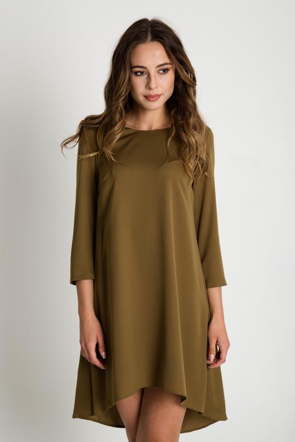Oliwkowa luźna sukienka