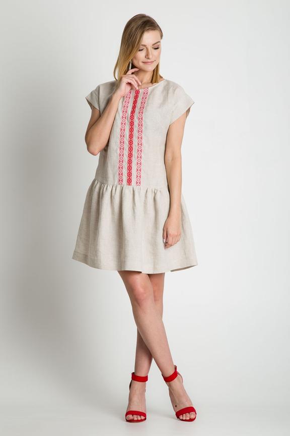 Lniana sukienka w kolorze beżowym