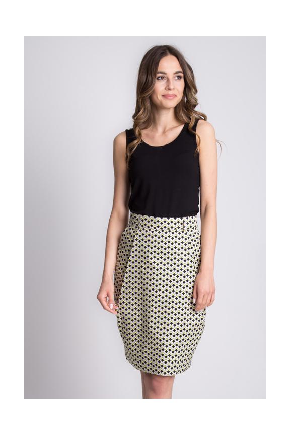 Spódnica we wzory z zakładkami na przodzie