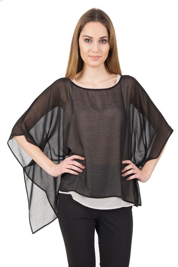 Luźna bluzka z dwukolorowego szyfonu