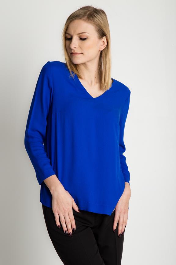 Szafirowa bluzka z dekoltem w literkę V