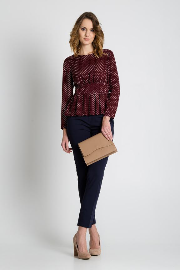 Bordowa bluzka w delikatne groszki