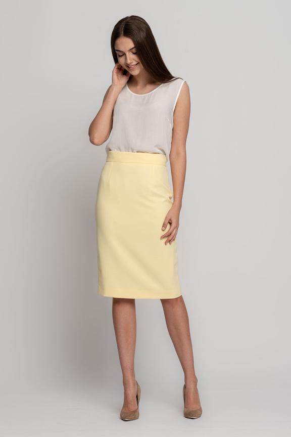 Ołówkowa żółta spódnica z rozporkiem z tyłu