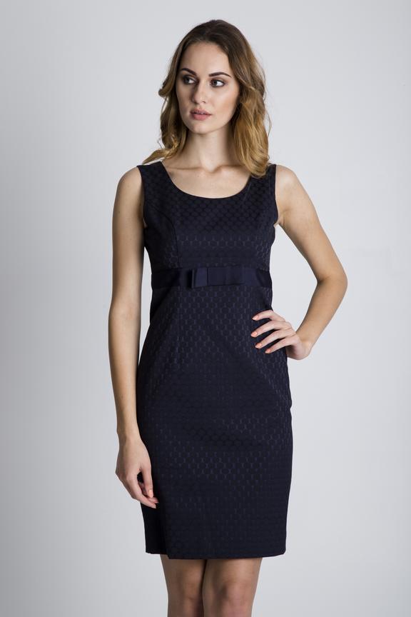 Granatowa sukienka z kokardą