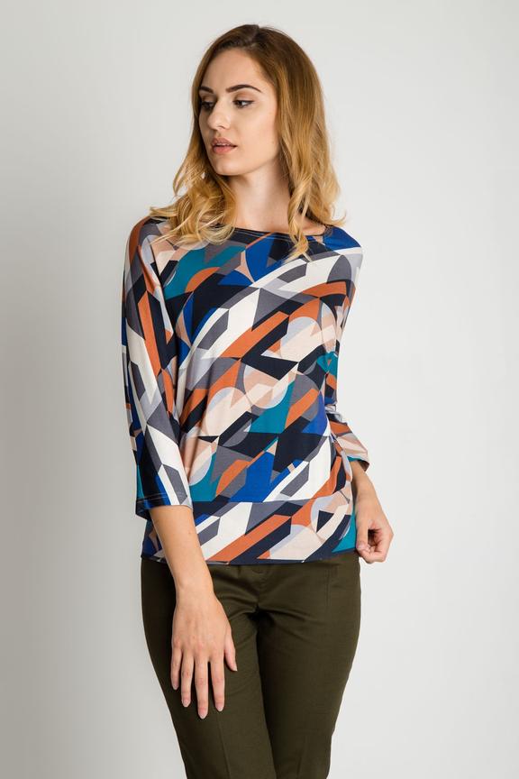 Luźna bluzka nietoperz we wzory