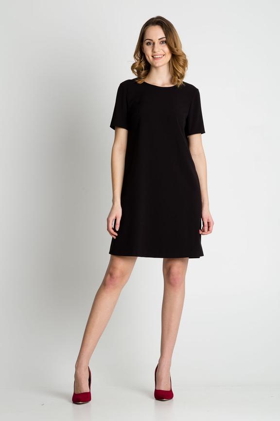 Czarna delikatna sukienka z krótkim rękawem