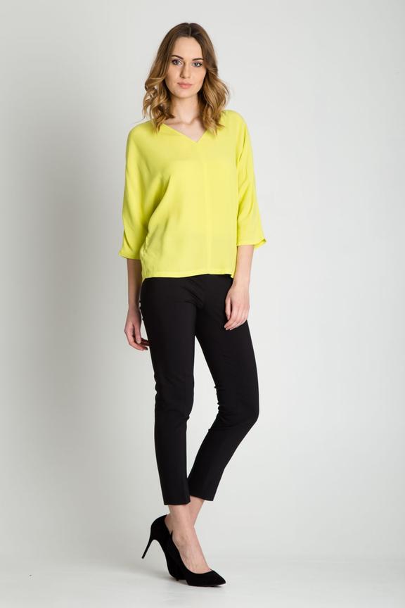 Limonkowa bluzka z dekoltem w literkę V
