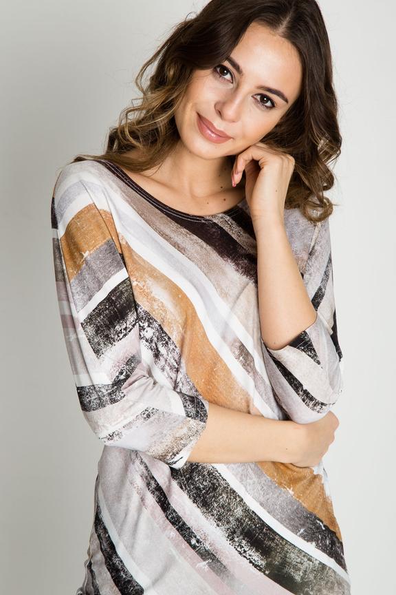 Wzorzysta bluzka typu nietoperz z rękawem 3/4