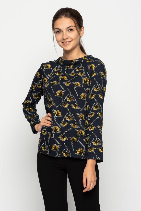 Granatowa bluzka z długim rękawem