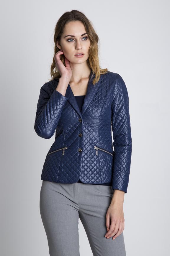 Granatowa pikowana kurtka z podszewką