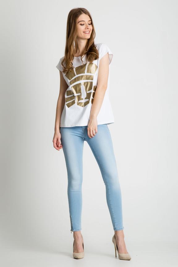 Bawełniana bluzka ze złotą aplikacją