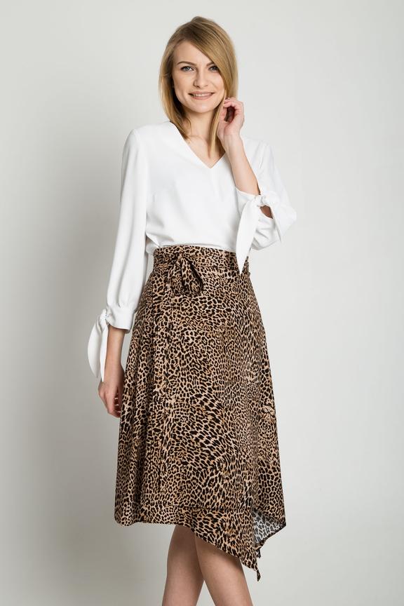 Asymetryczna spódnica z wiskozy w zwierzęcy wzór
