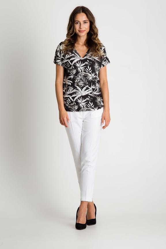 Czarna bluzka w białe wzory