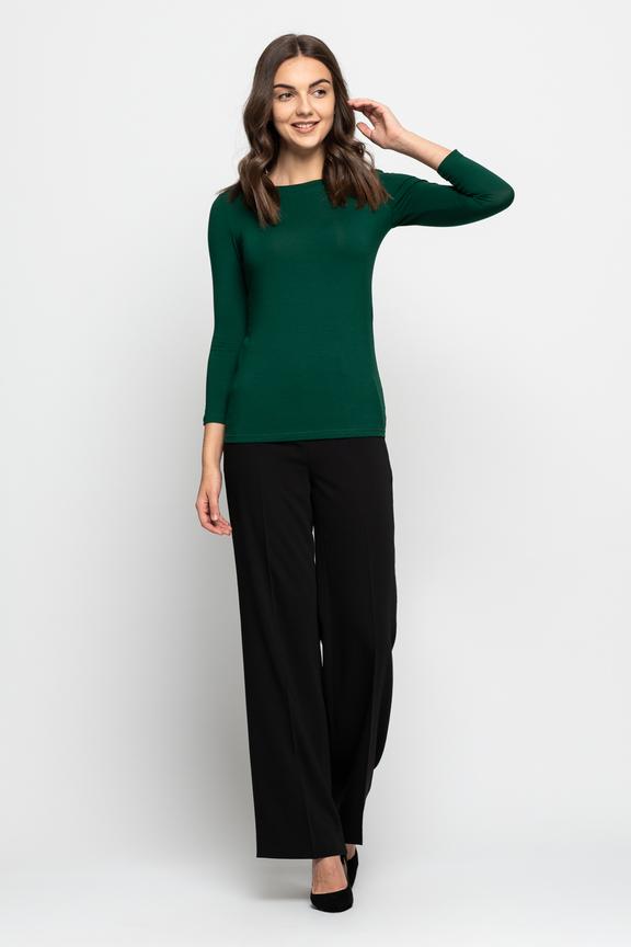 Zielona dzianinowa bluzka z rękawem 3/4