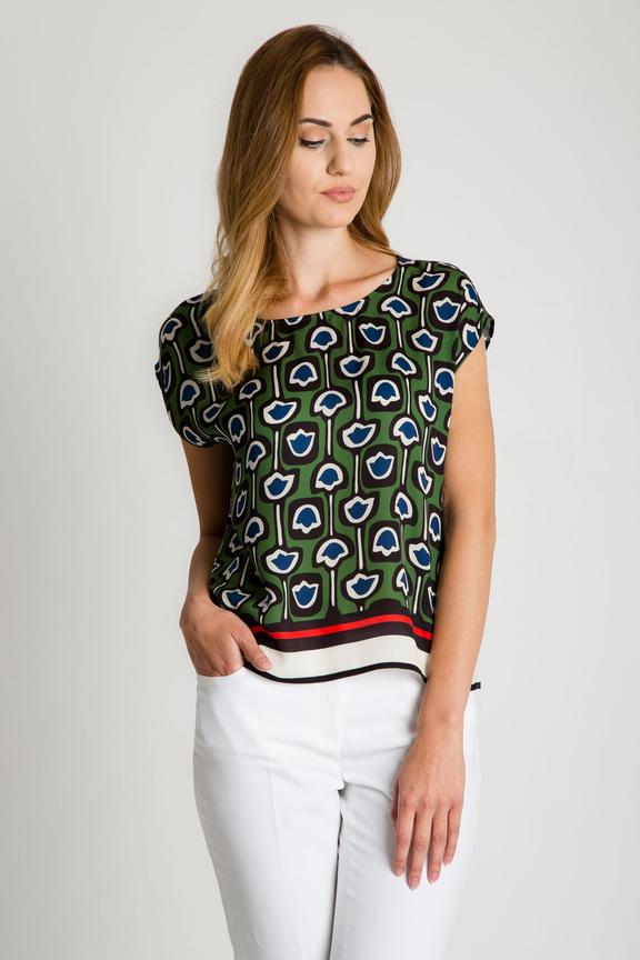 Oryginalna bluzka we wzory z łezką na plecach