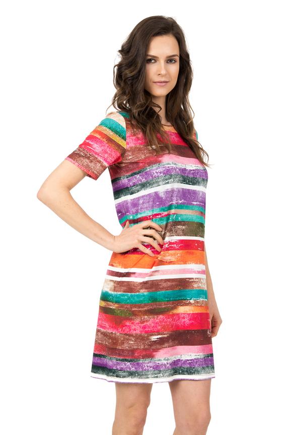 Kolorowa sukienka z krótkim rękawkiem