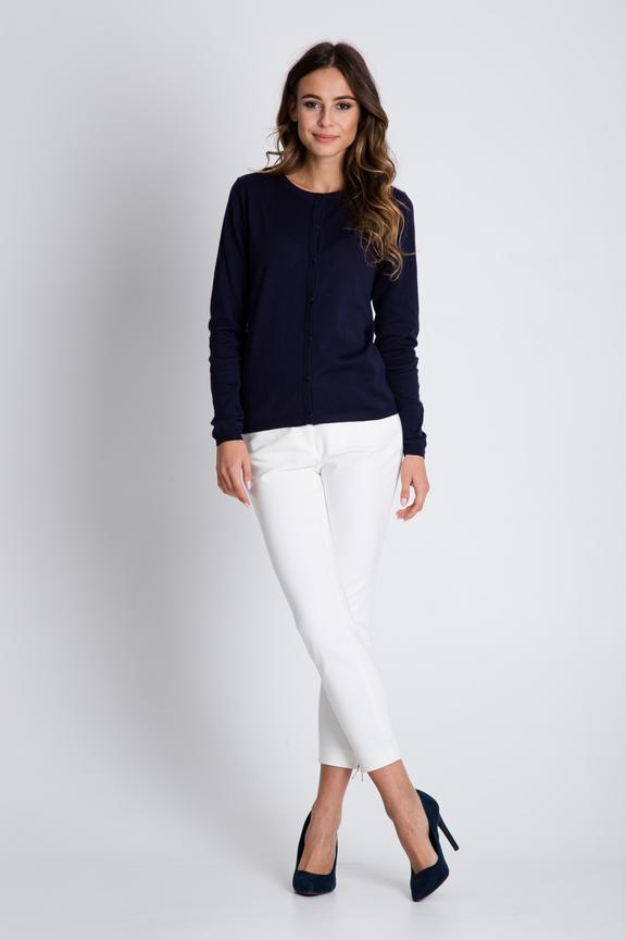 Granatowy sweter z długim rękawem zapinana na guziki