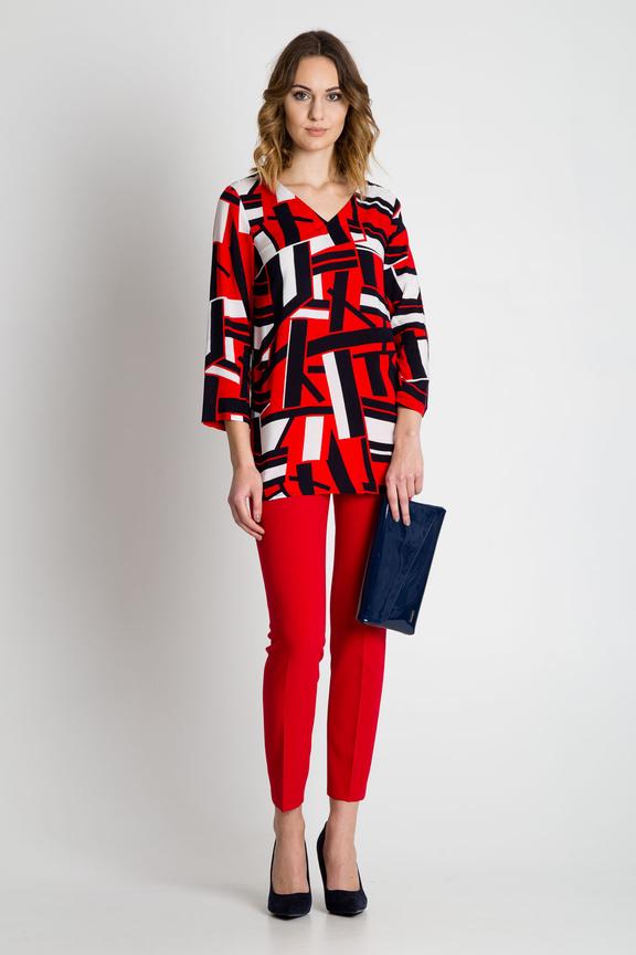 Wzorzysta bluzka z luźnym rękawem 3/4