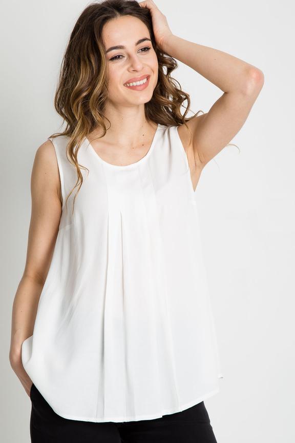 Wiskozowa bluzka bez rękawów w kolorze ecru