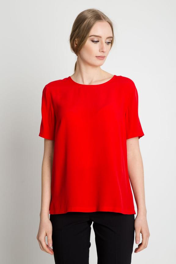 Elegancka czerwona bluzka z krótkim rękawem