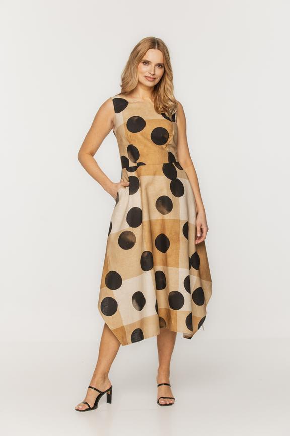 Asymetryczna sukienka bez rękawa z lnu i bawełny