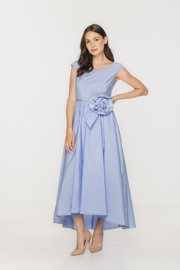 Asymetryczna sukienka z niebieskiej tafty