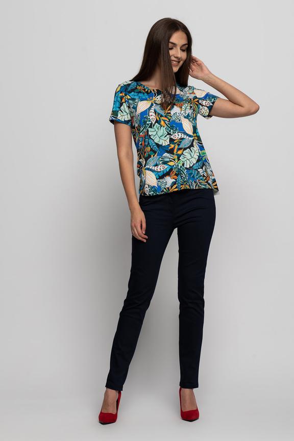 Wzorzysta letnia bluzka z krótkim rękawem