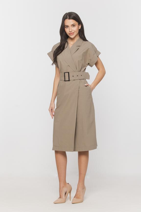 Bawełniana letnia sukienka z paskiem w kolorze oliwki