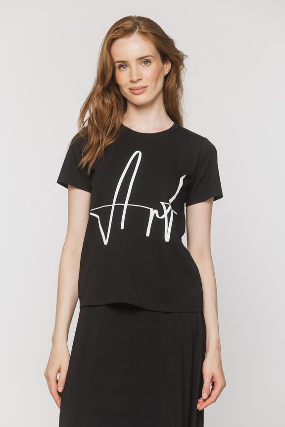Bawełniany czarny t-shirt z krótkim rękawem